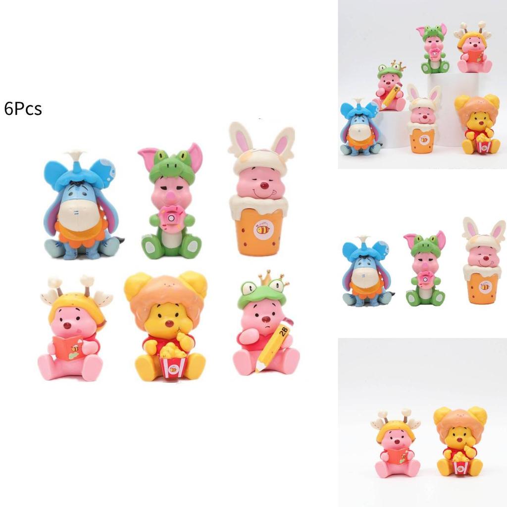 3rd Generation Winnie The Pooh Tiger Striped Pig Ear Toy Figure Doll Egg Decoration Plastic Model