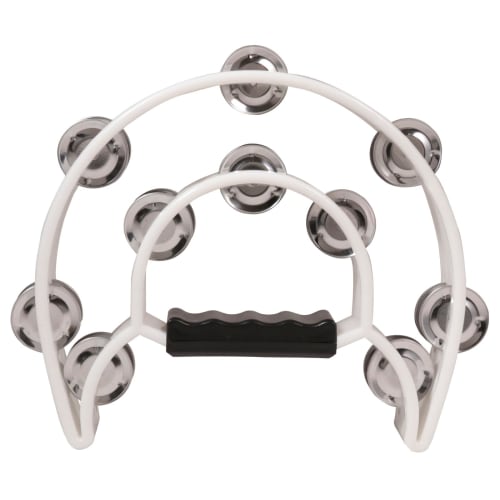 Kikutani [Reliable Japanese Manufacturer] Lightweight Plastic Half-Moon Tambourine, Black, 828C WHT