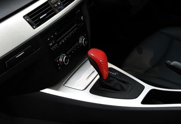 Shift Knob Decorative Frame Cover Accessories for BMW and E89 Red Carbon Lever/Shift E90, E92, E93, E60, Z4, (A-Type, Fiber)