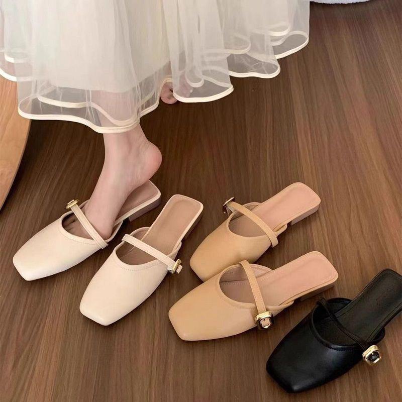 Damen Sommer Outdoor Retro Lässig Flache Halbschuhe im Koreanisch-Französischen Stil