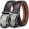 BOSTANTEN Genuine Leather Business Belt Set with Large Size with Gift Box Men's (2-Piece Set) Auto-Lock, (110cm, Black, Brown)