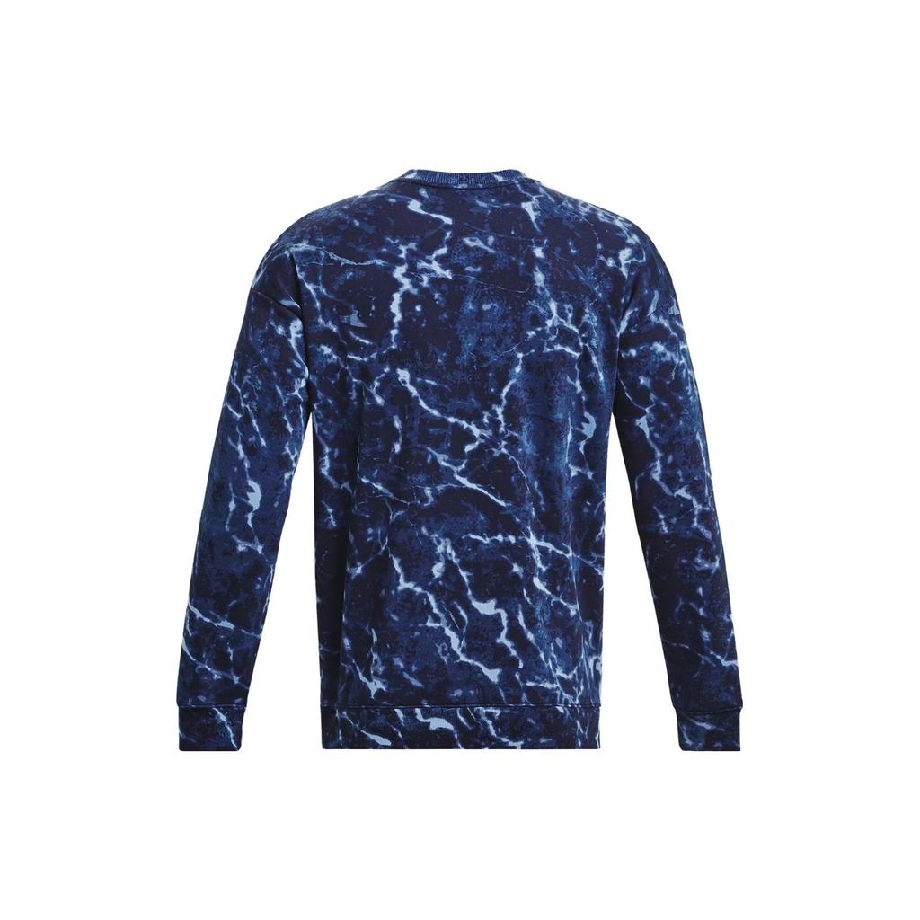 Under Armour Project Rock Rival Printed Fleece Crew Sweatshirt Men Sweatshirts Midnight-Deep-Blue 1380119-410