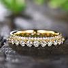 Huitan Sparkling Gold Color Shiny CZ Finger Ring Lady Versatile Daily  for Engagement Bridal Wedding Band Accessories