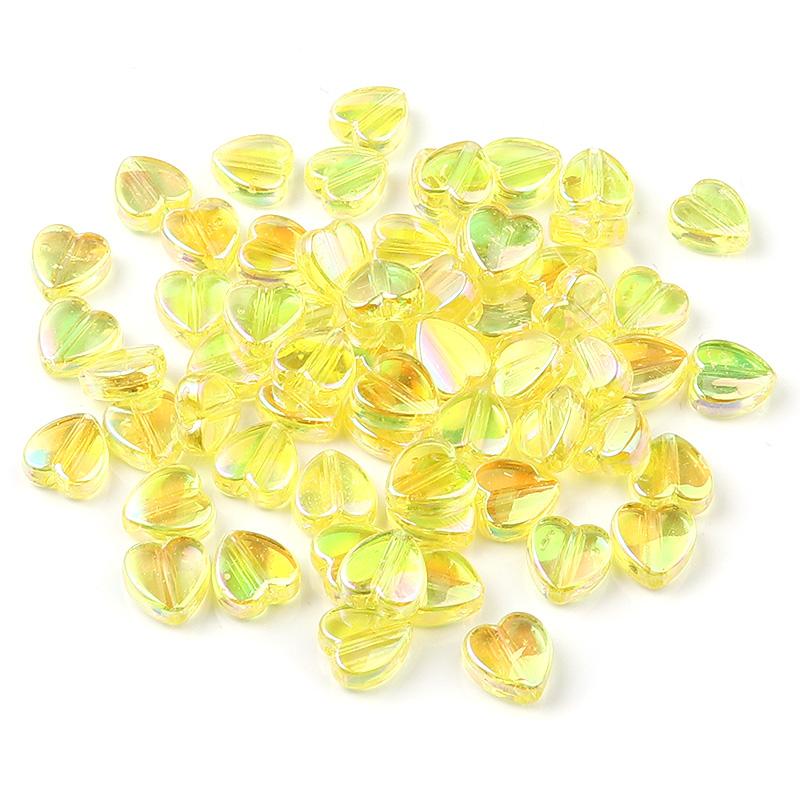 200pcs 8x9mm Acrylic Heart Beads Candy Color Loose Spacer Beads For Jewelry Making DIY Bracelets Necklace Keychain Accessories