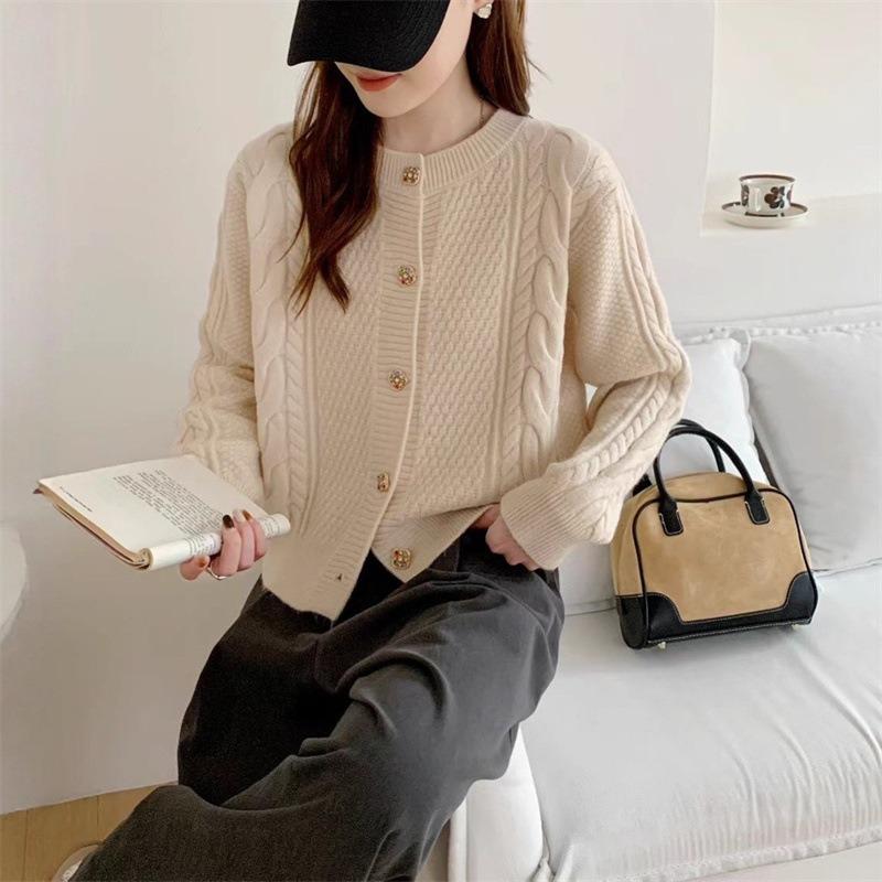 Fashion twist sweater women's coat autumn and winter new loose soft waxy temperament knitted cardigan women's clothing