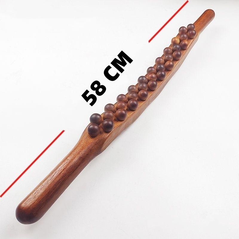 Guasha Wood Back Massage Roller Stick with 31 Beads Lymphatic Drainage Body Shaping Massager Tool for Relaxation