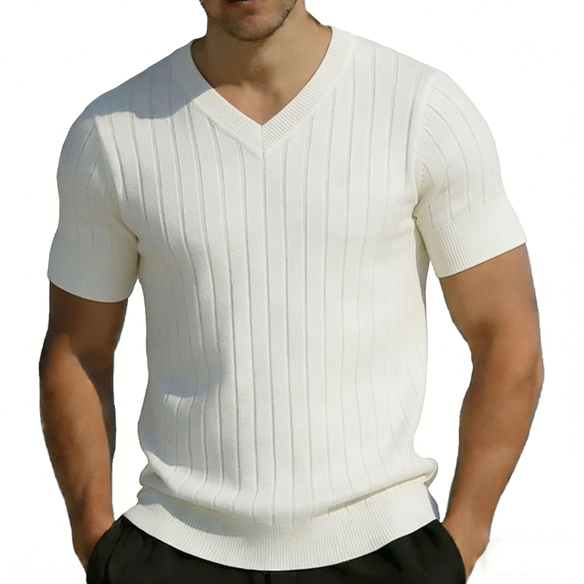 Men S Short Sleeve Round Neck Striped Summer T Shirt S