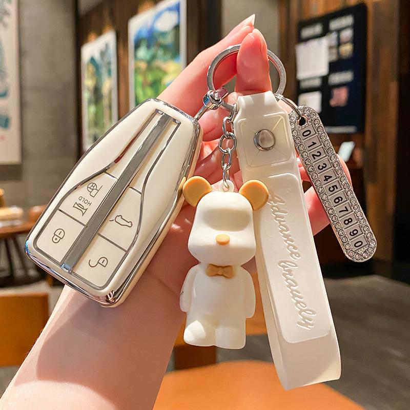 Hongqi HS5/HS7/H5/H9/E-HS9 Key Case with Buckle & Cute Pendant