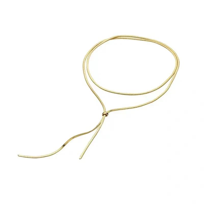 Exquisite Women's Light Luxury Pull-Out Necklace High-End Snake Bone Chain Simple And Versatile Neck Chain Long Sweater Chain