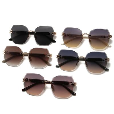Trendy, neue randlose Sonnenbrille für Damen, koreanische Version der runden Sonnenbrillen von The Tide Big Box, Online-Promi-Sonnenbrillen mit UV-Schutz.