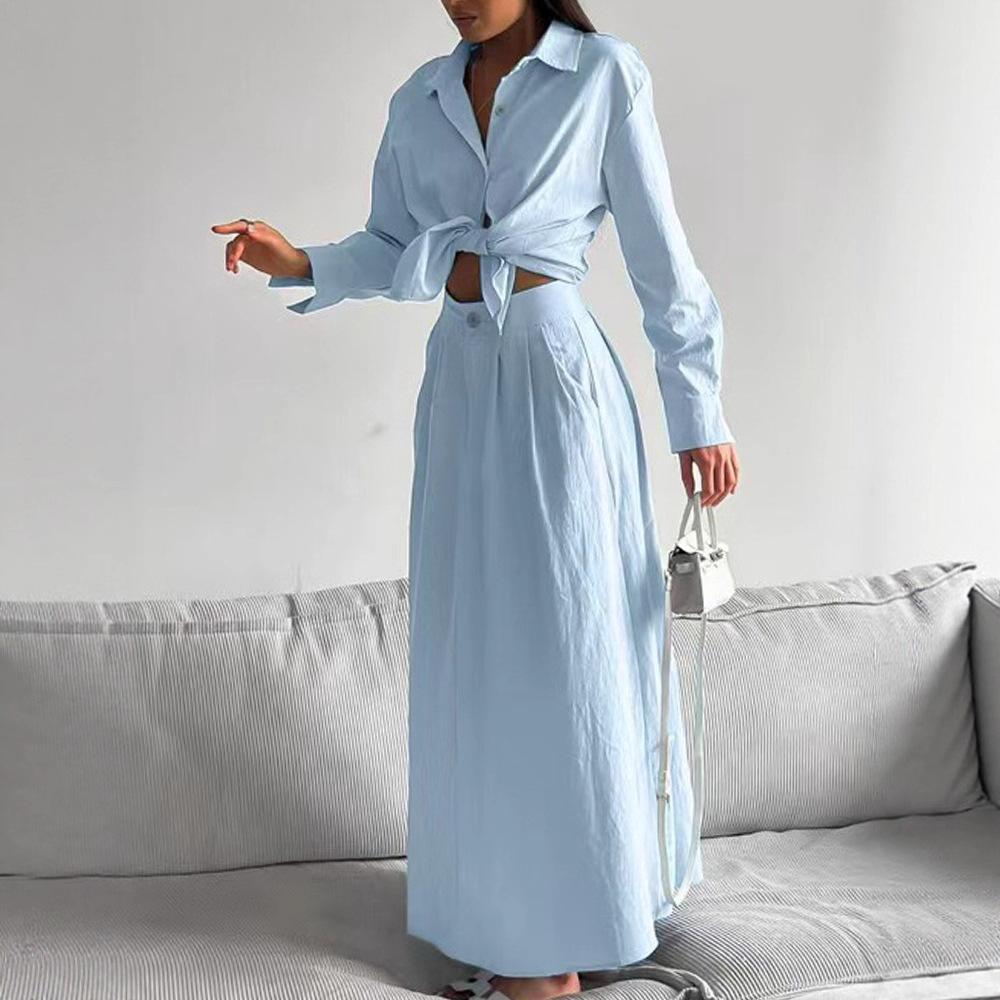 Autumn Stylish Commuting Set, Long-sleeved Shirt, Skirt and Slimming Two-piece Set