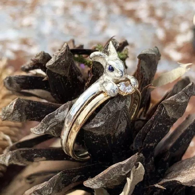 Mehrstiliges Ring-Set in Hasenform, mit Kristallen verzierte Legierungsschmuckstücke für den Alltag und besondere Anlässe