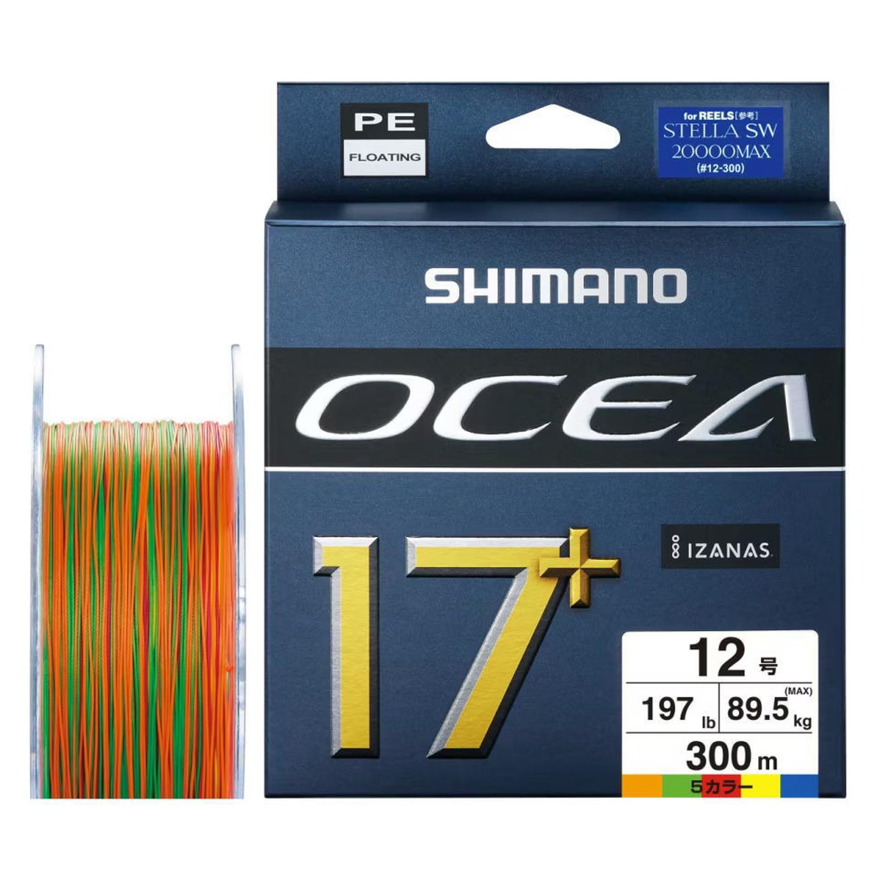 

SHIMANO PE Line Ocea PE 300m 12 5 colors 17+ LD-A71Y No. (197lb)