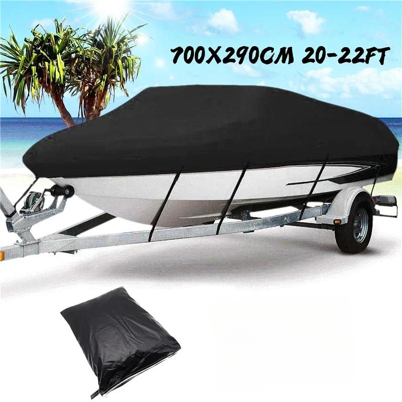 Black Boat Case Anti-Uv Waterproof Outdoor Protective Heavy Duty Marine Fishing Speedboat 190T Yacht 11-22Ft Premium Grade Auto Interior Accessory