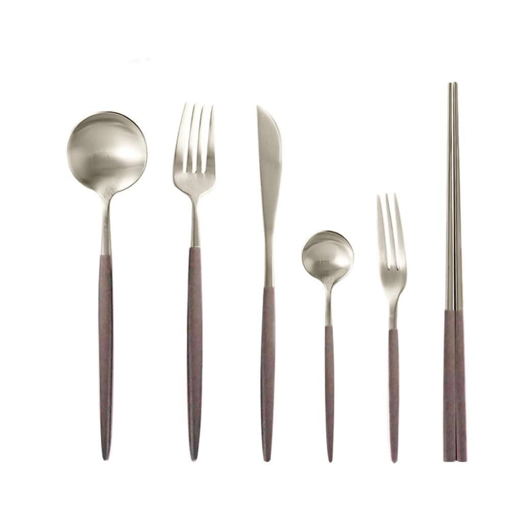 Andoo Cutlery Set Gold Stylish Tableware Stainless Steel Dinner Knife Spoon Fork Glossy Steak Table Dessert Pasta Sharp Chopsticks Chopstick Western +