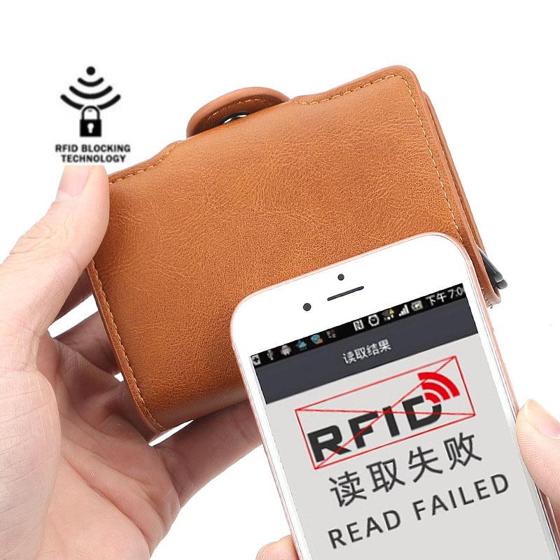 Mens Aluminium Alloy Rfid Blocking Card Holder Slim Business Card Case Minimalist Multi-card Wallet