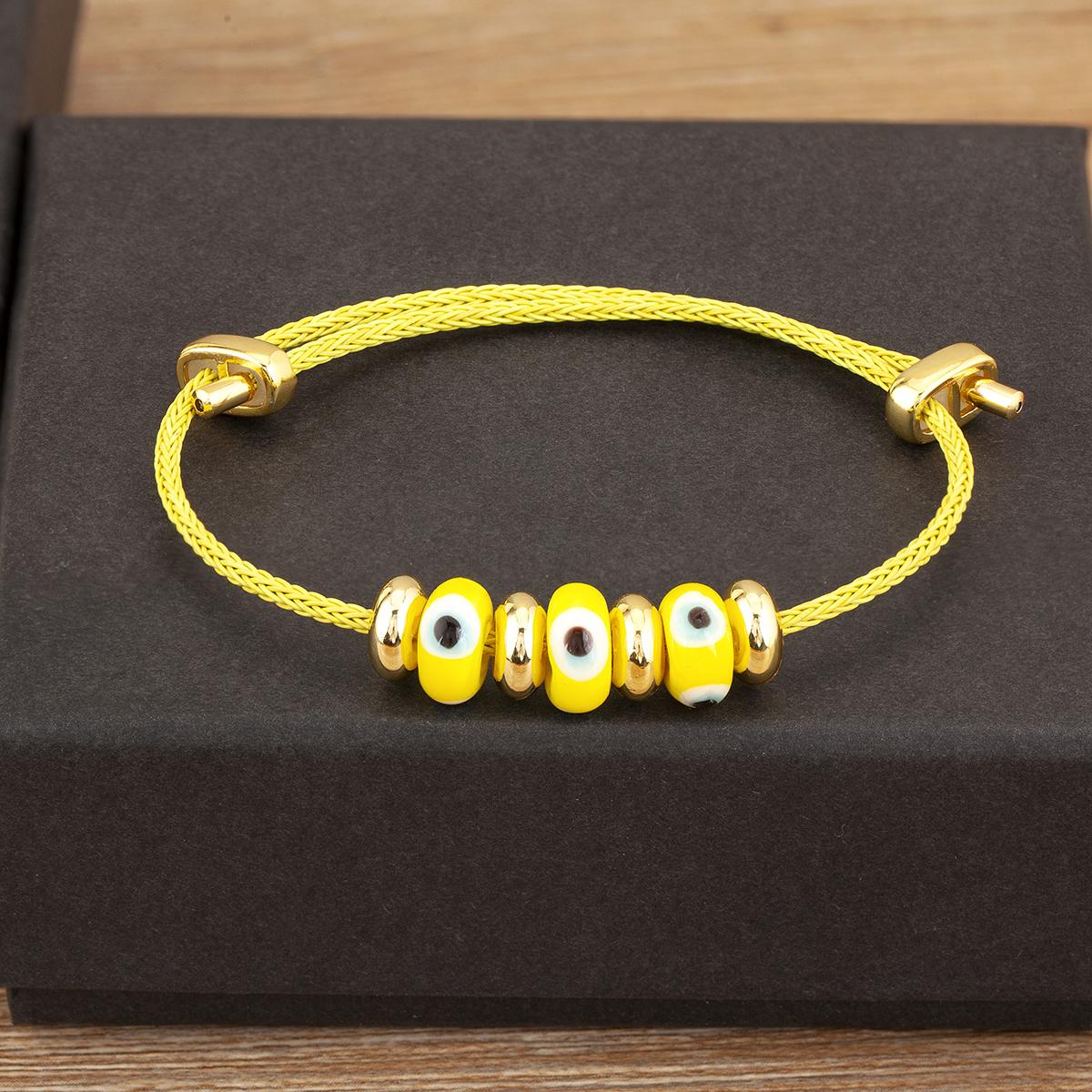 

Nidin New Arrival Simple Style Turkish Evil Eye Rope Bracelet For Women Fashion Cute Adjustable Jewelry Birthday Party Gifts жёлтый