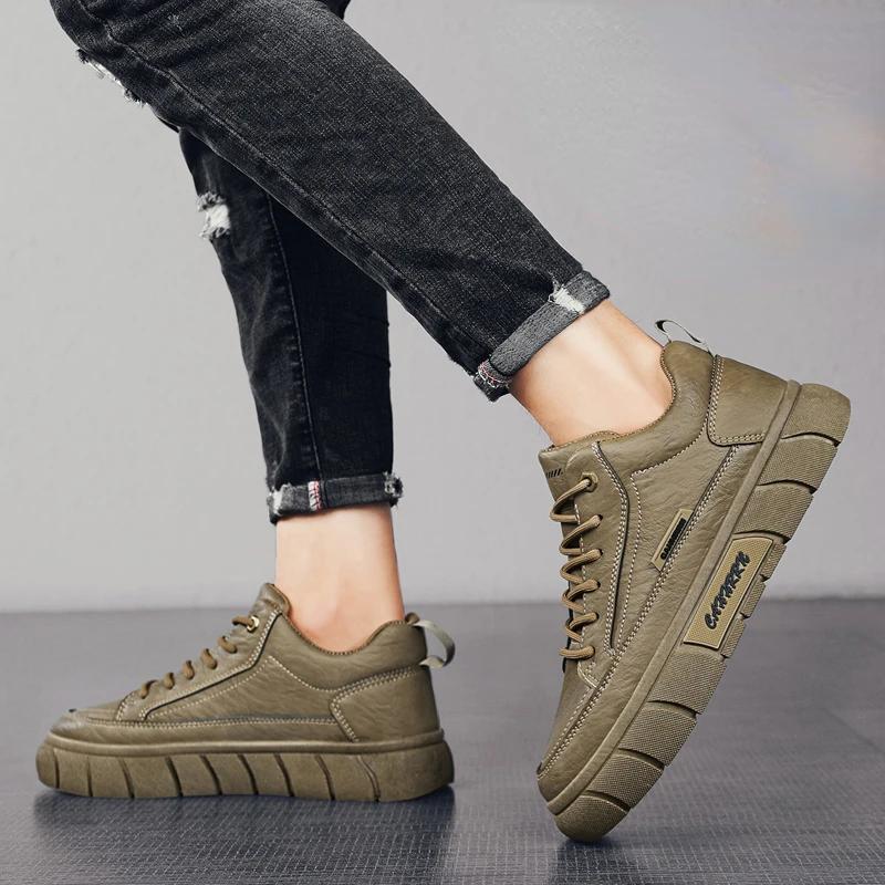 Fashion Casual Leather Shoes For Men Men's Tooling Boot Plus Velvet  Keep Warm Outdoors Snow Walking Hard-wearing High Quality Mans Shoe