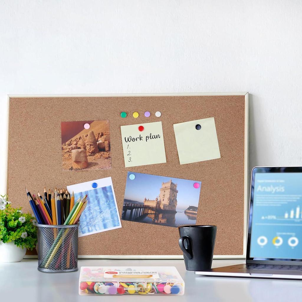 100-Piece Box of Color-Selectable Plastic-Coated T-Pins for Creative Projects, Large-Headed American Pushpins