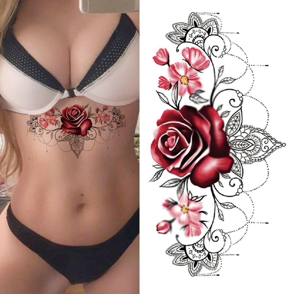 Realistische Nep Pioenroos Tijdelijke Tatoeages Voor Vrouwen Meisje Zwarte Roos Olifant Bloemen Tatoeage Sticker Tijger Anemoon Tatoeages Halfmouw