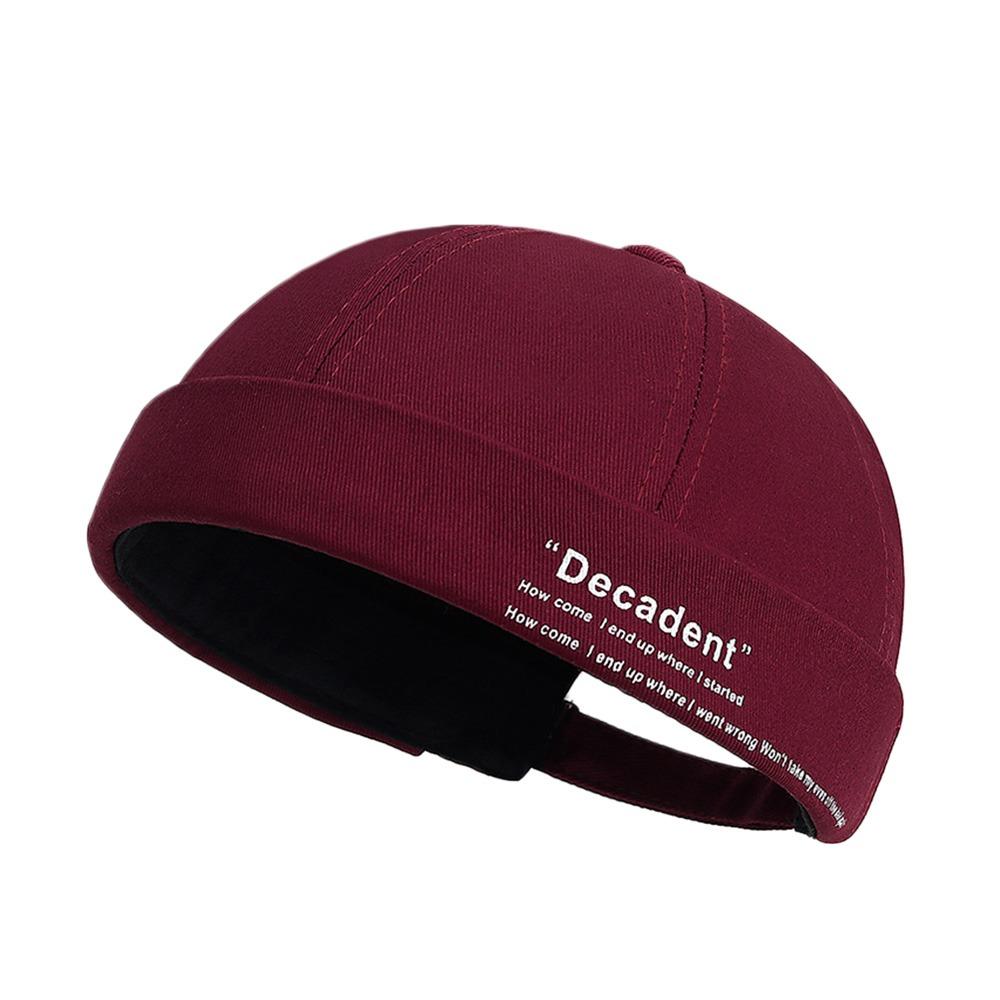 

Fashion Hip Hop Beanie Street Hat Letter Cotton Skullcap Adjustable Solid Color Brimless Docker Cap for Men Women