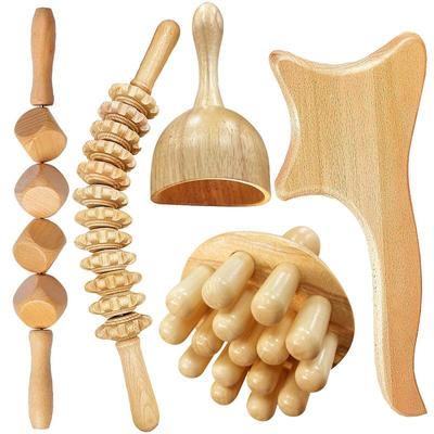 5 pz Strumenti di Massaggio Terapia del Legno Strumenti per scolpire il corpo Set Drenaggio linfatico Massaggiatore anticellulite per il rilascio dei muscoli del corpo