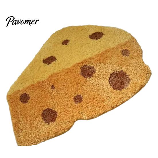 Cute Entrance Door Mat Croissant Bath Mat, Non-slip Absorbent Soft Bathroom Rug, Decorative Cheese Monstera Fluffy Imitation Cashmere Rug Leaf Machine