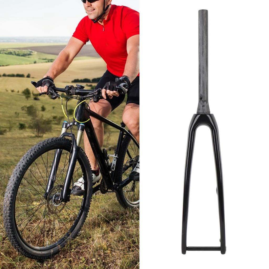 Cycling Front Fork 3K T800 Carbon 100x12mm Thru Axle 1-1/8 Inch Diameter 45mm Offset Flat Disc Brake Front Fork