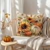Home Decor Autumn-Themed Squirrel & Pumpkin Throw Pillows Pattern Cushion Cover Suitable For Sofa Bedroom Car Pillow Cover