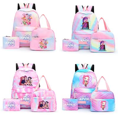 3Pcs/set Cartoon Kpop Printed Backpack with Lunch Bag Pencil Case for Teenager Girl Boy Bookbag Large Capacity Waterproof Travel Bag Kid Gift
