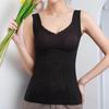 Sleeveless Thermal Tank Top for Women Fleece Lined Lace V Neck Base Layer with Built In Bra Warm Camisole Undershirts for Cold Weather