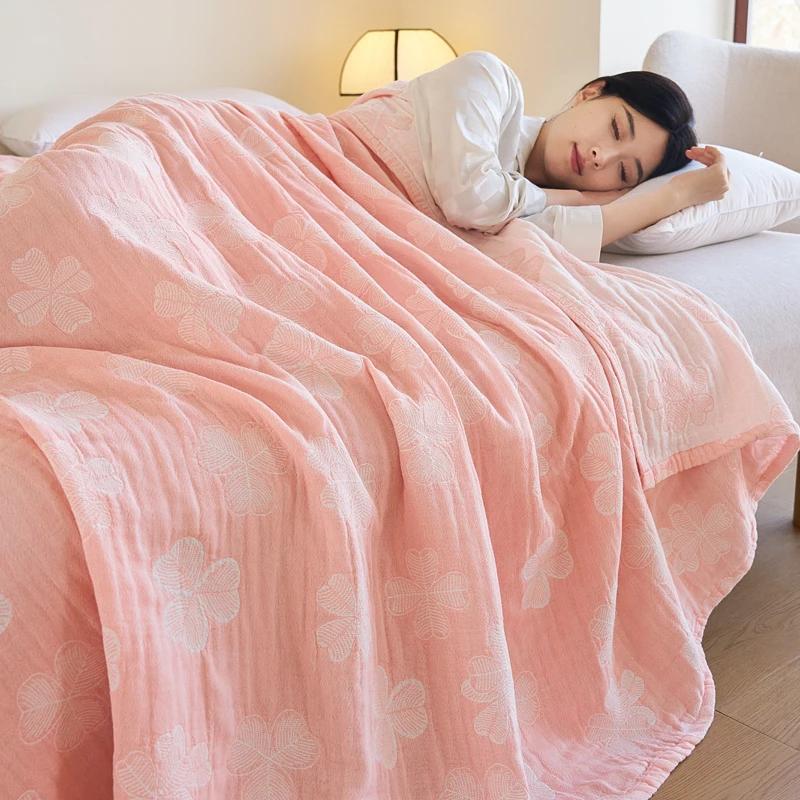 Pătură de vară din tifon de bumbac 100% cuvertură de pat respirabilă pat jacquard în carouri pat ușor Pături și cuverturi de pat care nu se micșorează