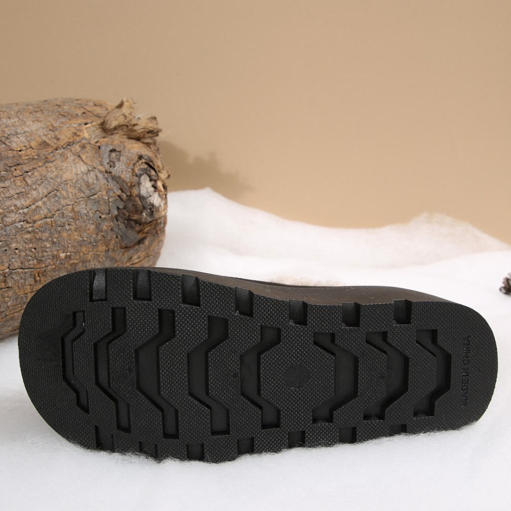 Shorty platform Birkenstock cotton shoes autumn and winter new warm non-slip retro lace-up velvet casual