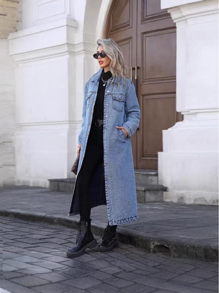 2026 Autumn/Winter Women's Loose Long Denim Jacket