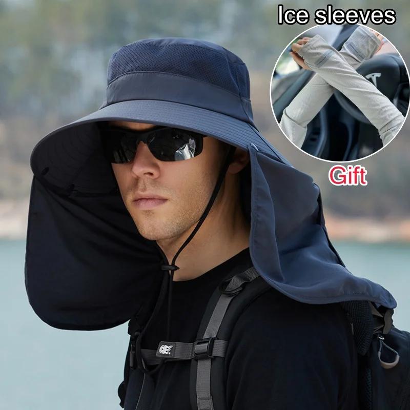 

Кепка для рыбалки с широкими полями и защитой от ультрафиолета для походов и рыбалки 1Set темно серый