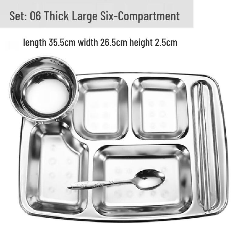 Molona 06 Thick Stainless Steel Divided Meal Tray