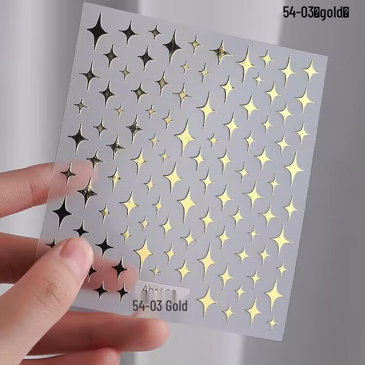 Starlight Silver Star & Crescent 3D Nail Art Stickers