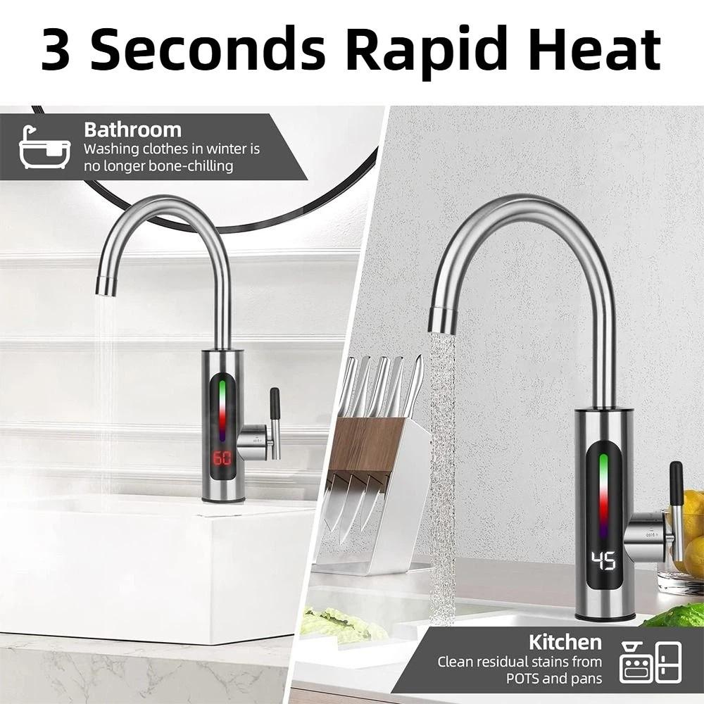 Instant Type Electric Faucet Stainless Steel Faucet Heater Easy to Use Water Heaters  Toilet