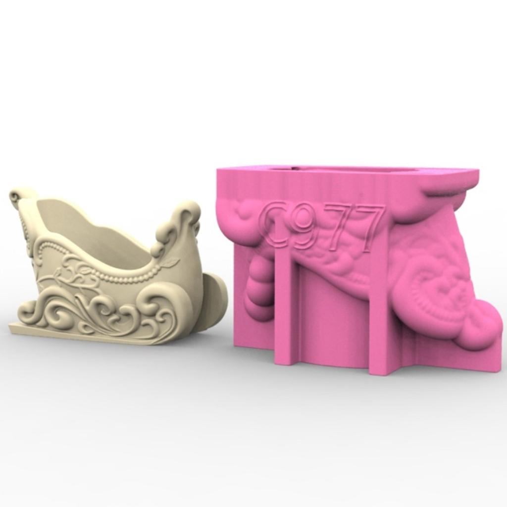 Silicone Planter Mold Christmas Sleigh Shape Flowerpot Mold Suitable for Crafting Detailed Succulent Planter and Vase