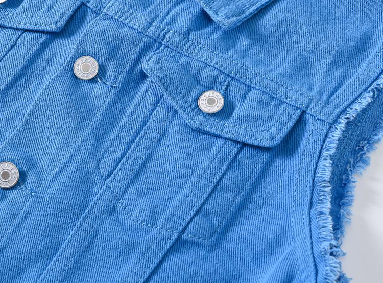 Trendy Men's Denim Vest: Slim Fit Sleeveless in Sky, Lake, and Royal Blue – Plus Size Casual Top for Spring, Summer, and Autumn.