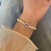 Hot Selling Pearl Beaded Bracelet 2025 New Oval Purple Zircon Pigeon Egg Elastic Rope Bracelet