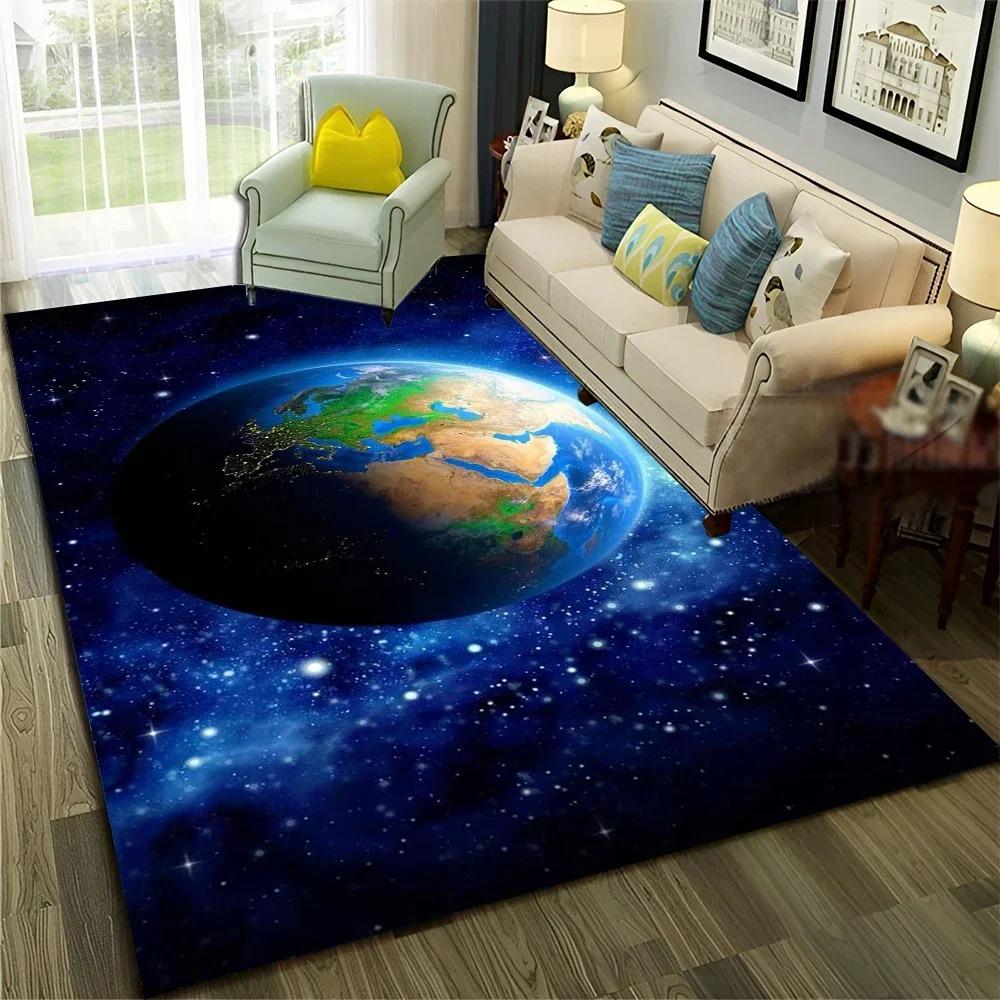3D Weltraum Galaxie Planet Teppich Rutschfeste Bodenmatte Zuhause Wohnzimmer Sci-Fi Dekor Hochauflösender Druck Langlebiger Indoor-Bereichsteppich