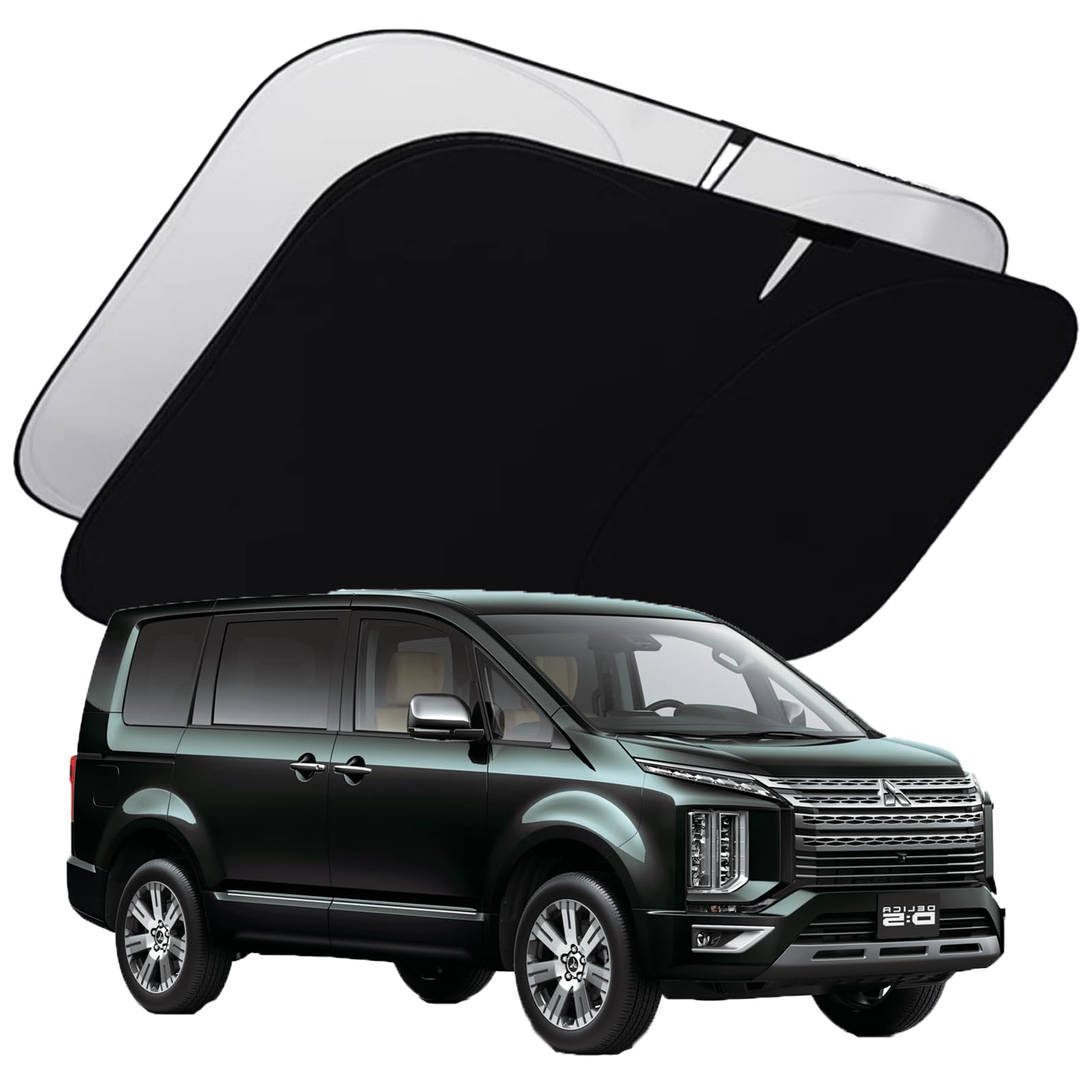 New Model Delica D5 wincar Delica D5 Windshield Sunshade with Storage Bag Sun Light Heat Insulation Delica D5 Accessory [2026 - Exclusive] - чёрный