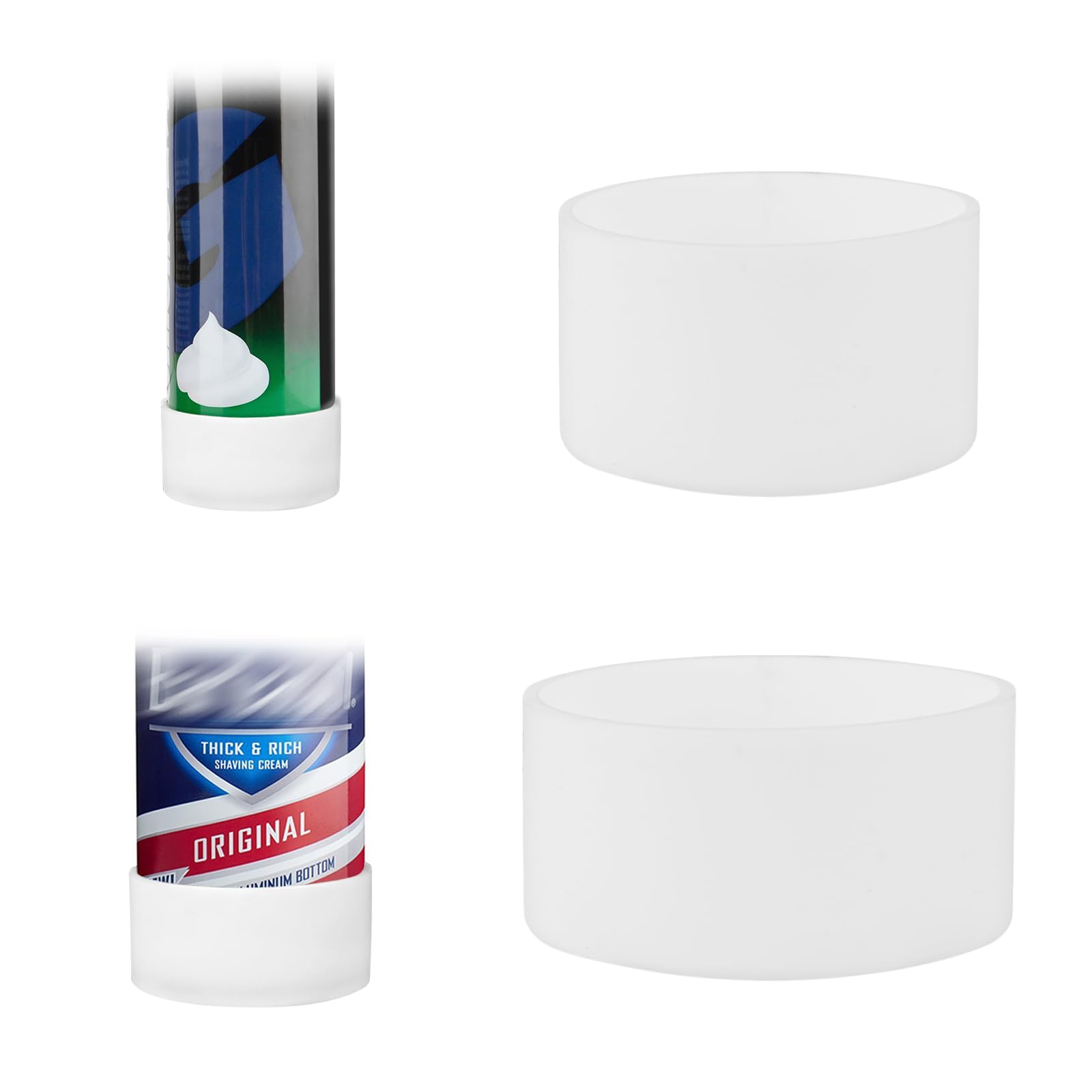 

Linkidea 2 Pack держатель для банок с гелем для бритья силиконовый резиновый нижний держатель для пены для бритья совместим с большинством гелей для бритья не ржавеет антикоррозионный не ржавеет (М+Л