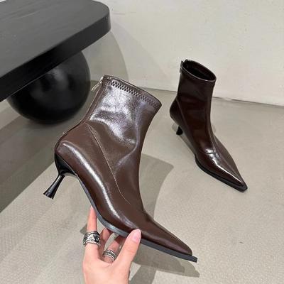Zipper Shoes Ankle Boots Winter Shoes Luxury Designer Low Tops New Pointed Toe Fashion Women's Autumn High Heels Zapatos