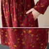 Women's Fall Waisted Cotton and Linen Dress Floral Long-sleeved Thin Long Skirt