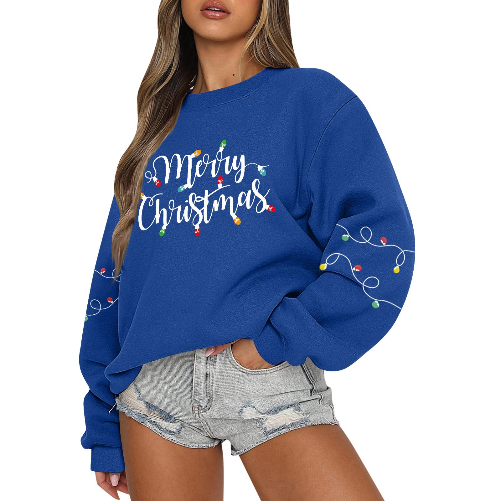 

Женские топы Женский свитшот с длинным рукавом Повседневный с круглым вырезом Свободного кроя Пуловер Флисовые топы XXL