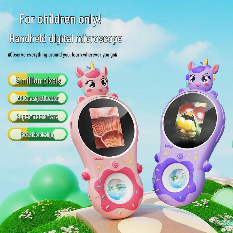 Portable 2-Inch Screen Kids' Educational Microscope with Video & Photo Features