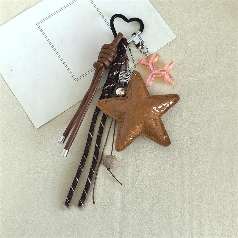 

Yogodlns Fashion PU Leather Star Bag Pendant Five-pointed Star VersatileWomen Handbag Hanging Decoration one size коричневый