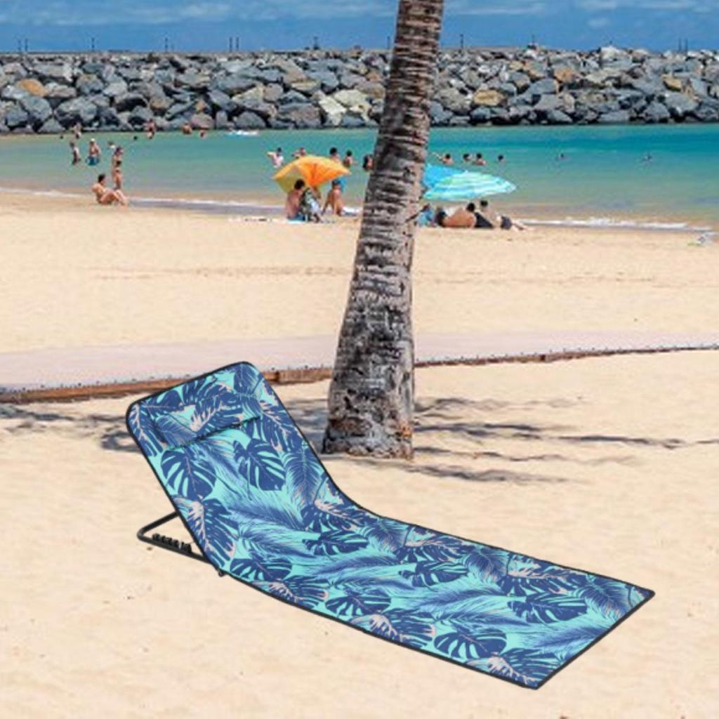 Folding Beach Chair With Adjustable Seating Dual-Purpose Beach Mat Outdoor Portable Single Leisure Chair Lightweight Portable